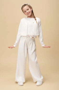 Mädchenhose in Ivory aus Crepe>Weise Best