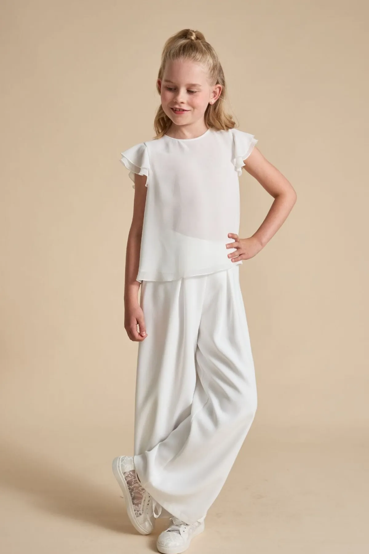 Mädchenhose in Ivory aus Crepe>Weise Best