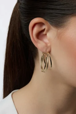 Mehrlagige Creolen in Gold><noscript><img width=