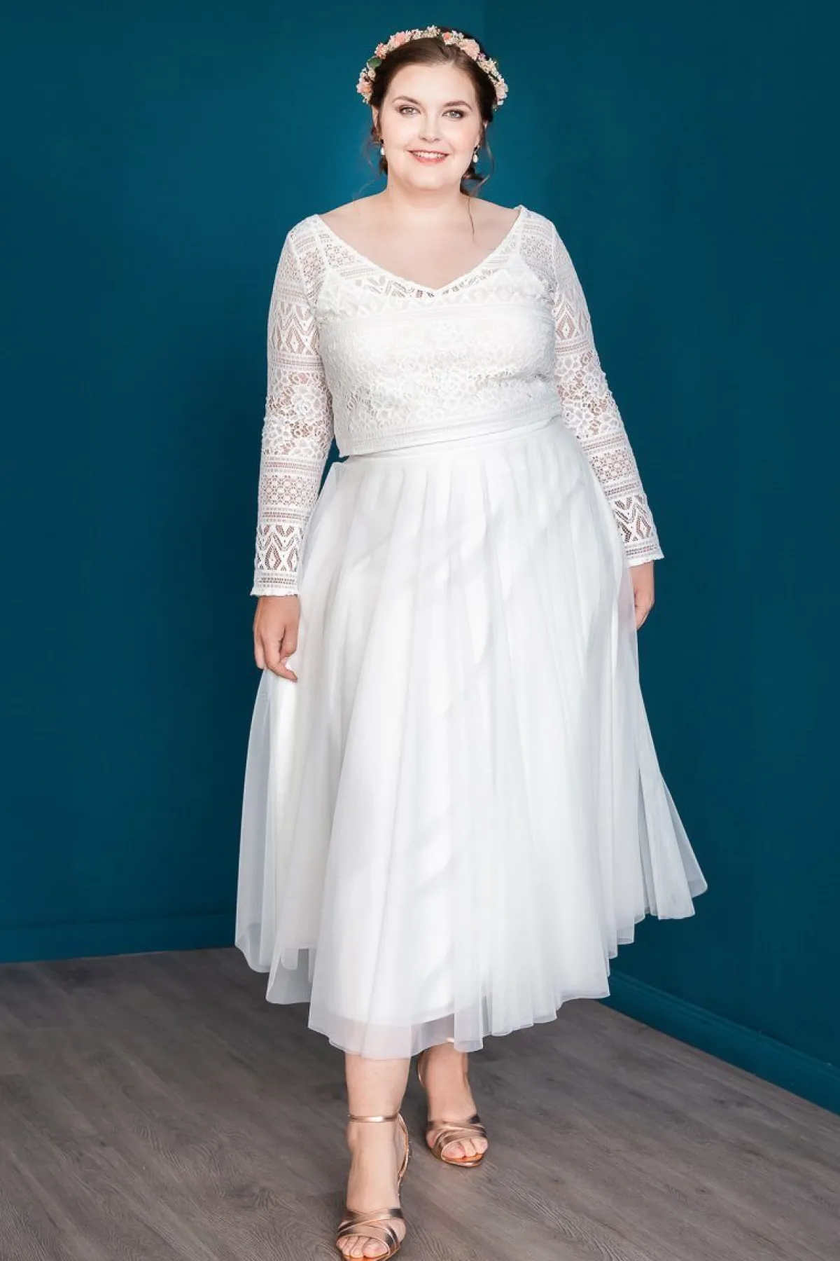 Midi-Softtüllrock in Ivory – Christy Curvy>noni Discount