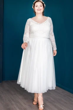 Midi-Softtüllrock in Ivory – Christy Curvy><noscript><img width=