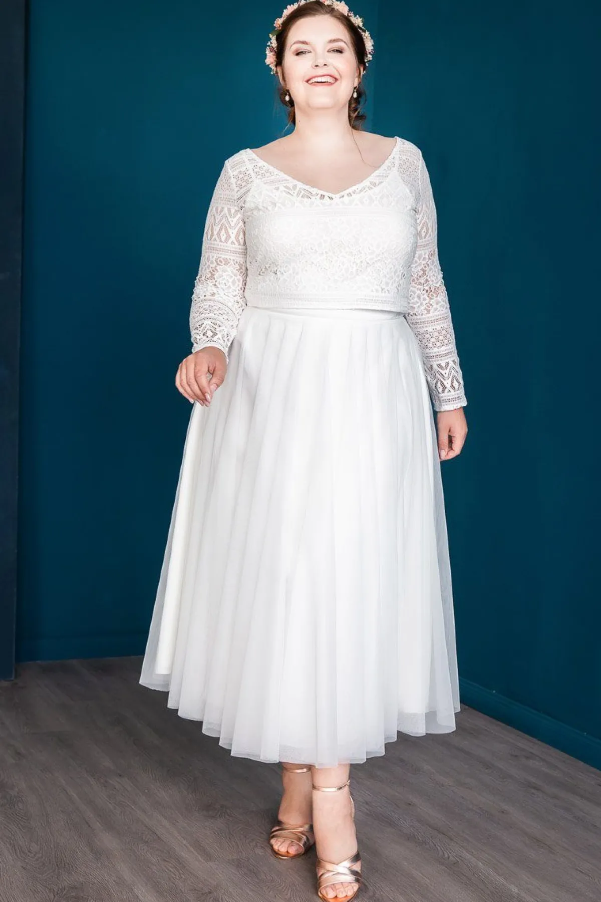 Midi-Softtüllrock in Ivory – Christy Curvy>noni Discount