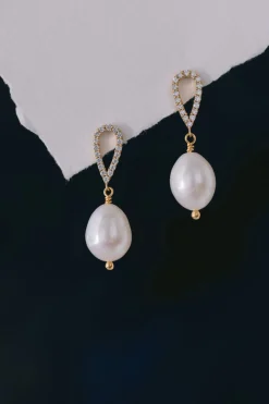 Perlenohrringe mit Kristallsteckern – Isabel>Juvelan Outlet