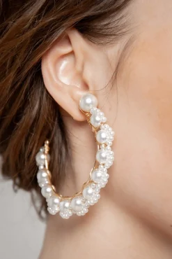 Perlenverzierte Creolen>design by Conception Clearance