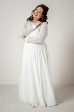 Plus Size Braut Pullover aus Strickmix – Yosie Curvy><noscript><img width=