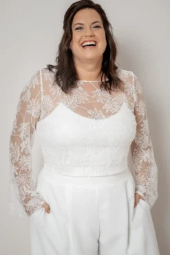 Plus Size Braut Top mit Trompetenärmeln – Safi Curvy><noscript><img width=