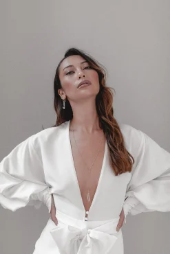 Puristische Rückenkette mit Kristall Anhänger - Aphrodite><noscript><img width=