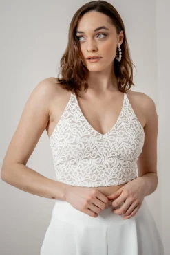 Rückenfreies Braut Top aus Vintage-Spitze – Filiz>noni