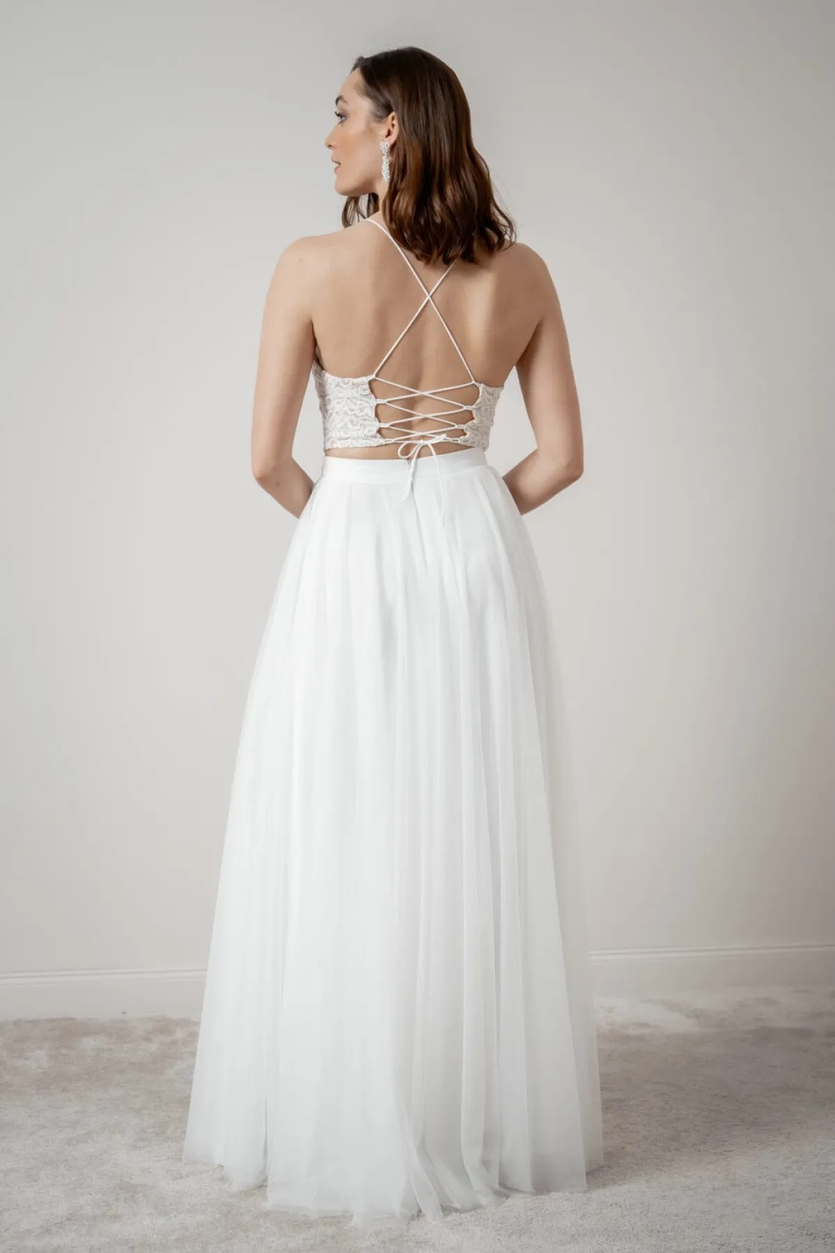 Rückenfreies Braut Top aus Vintage-Spitze – Filiz>noni