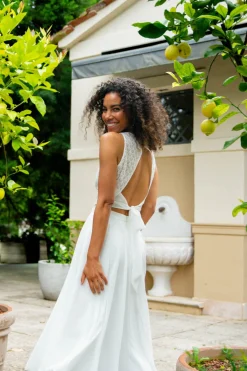 Rückenfreies Braut Top mit Vintage-Muster – Neela><noscript><img width=