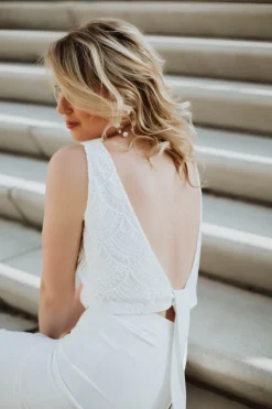 Ärmelloses Braut Top aus Vintage-Spitze – Philia><noscript><img width=