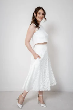 Rock aus Botanikspitze mit Taschen – Liza Midi><noscript><img width=