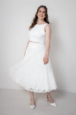 Rock aus Botanikspitze mit Taschen – Liza Midi><noscript><img width=