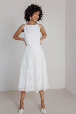 Rock aus Botanikspitze mit Taschen – Liza Midi><noscript><img width=