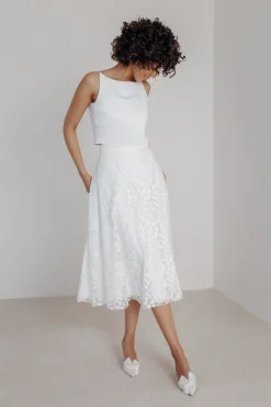 Rock aus Botanikspitze mit Taschen – Liza Midi><noscript><img width=