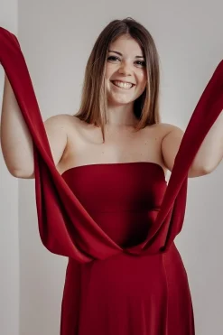 Schulterfreies Unterziehtop – Long Jersey Bandeau Burgundy>twobirds