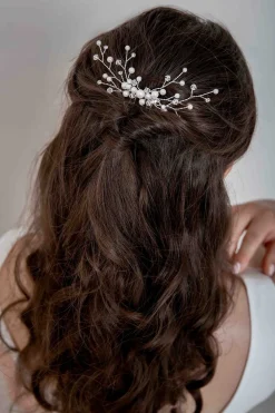 Silberfarbener Braut Haarkamm mit Perlen>Weise Clearance