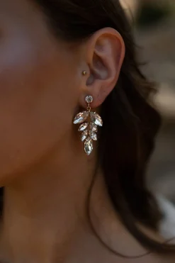 Strass-Ohrhänger in Blätterform>La Chia New