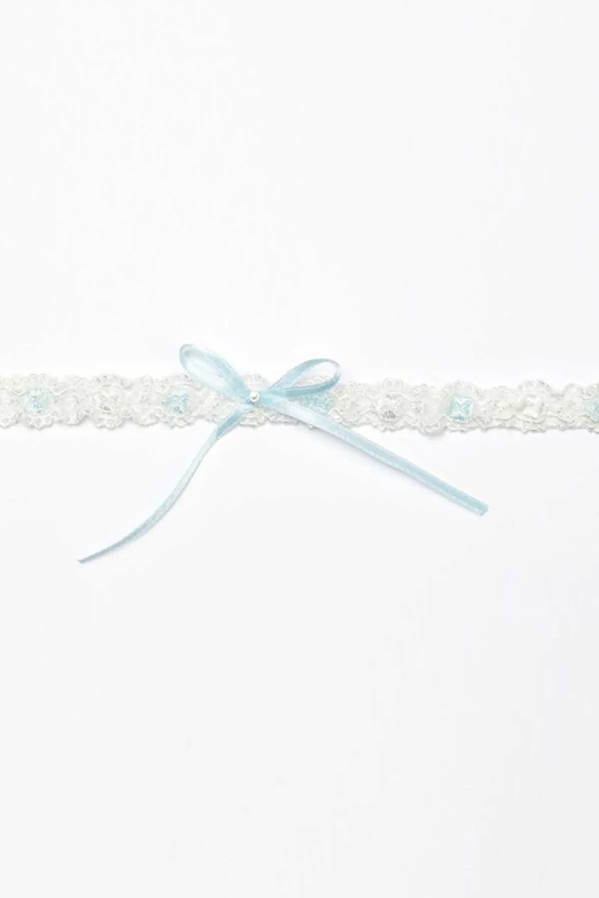 Strumpfband mit blauer Schleife und kleinem Strass-Stein>Poirier Outlet