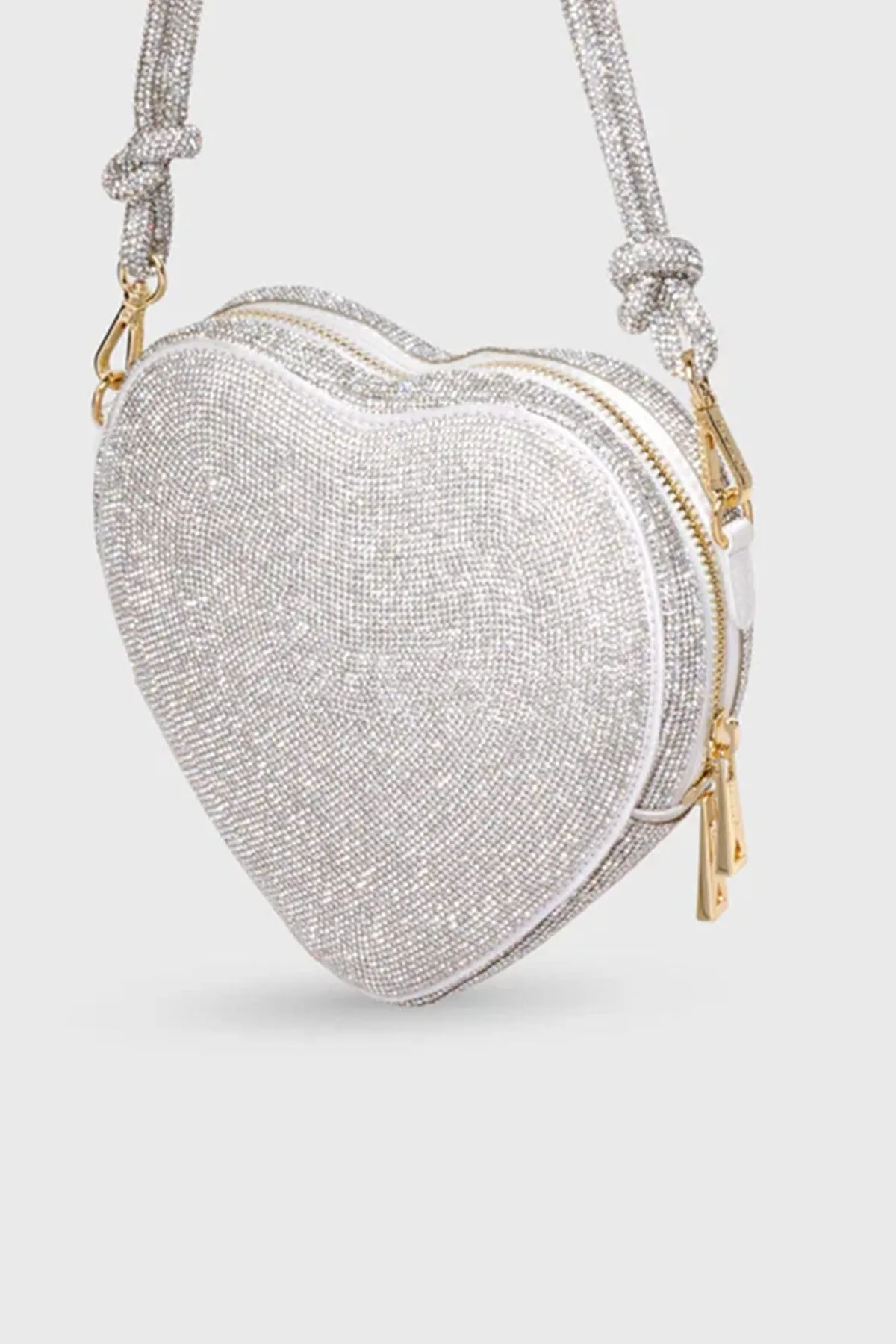 Tasche mit Glitzer-Riemen – Big Heart Bag Crystal Silver |>Weat