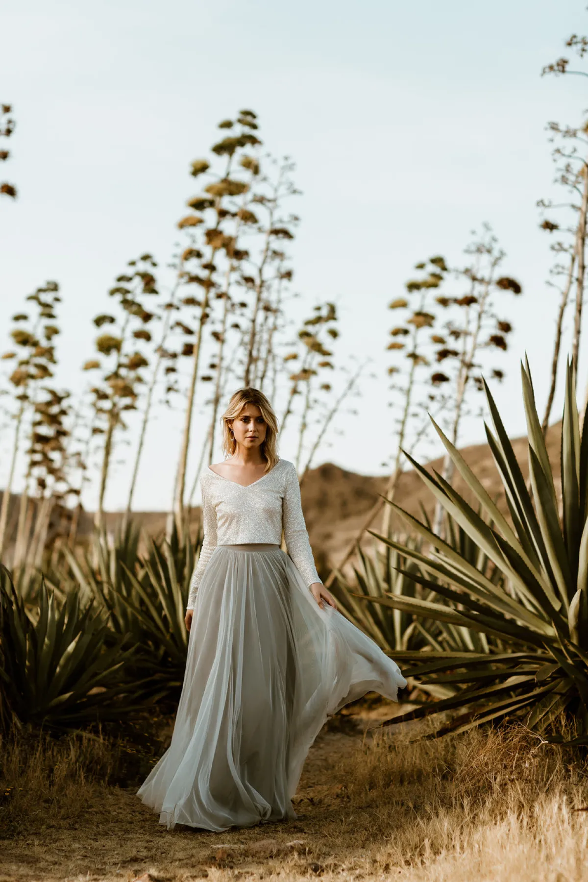 Tüllrock in Grau, fließender Softtüll – Maris>noni Best