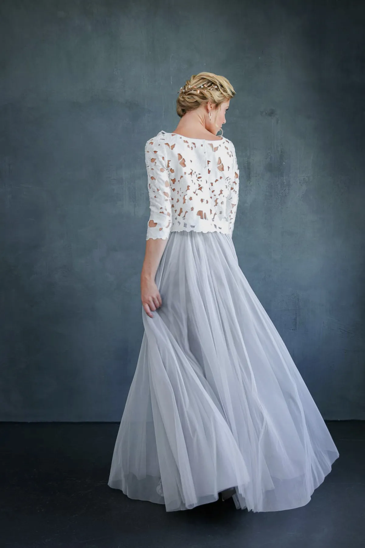 Tüllrock in Grau, fließender Softtüll – Maris>noni Best