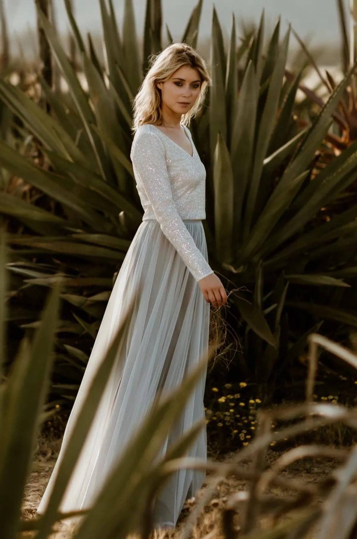 Tüllrock in Grau, fließender Softtüll – Maris>noni Best