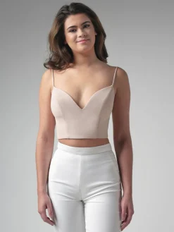 Unterziehtop in Beige mit tiefem Dekolleté><noscript><img width=