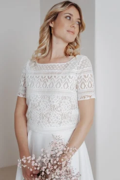 V-Ausschnitt Top aus Viskose-Seide in Nude><noscript><img width=