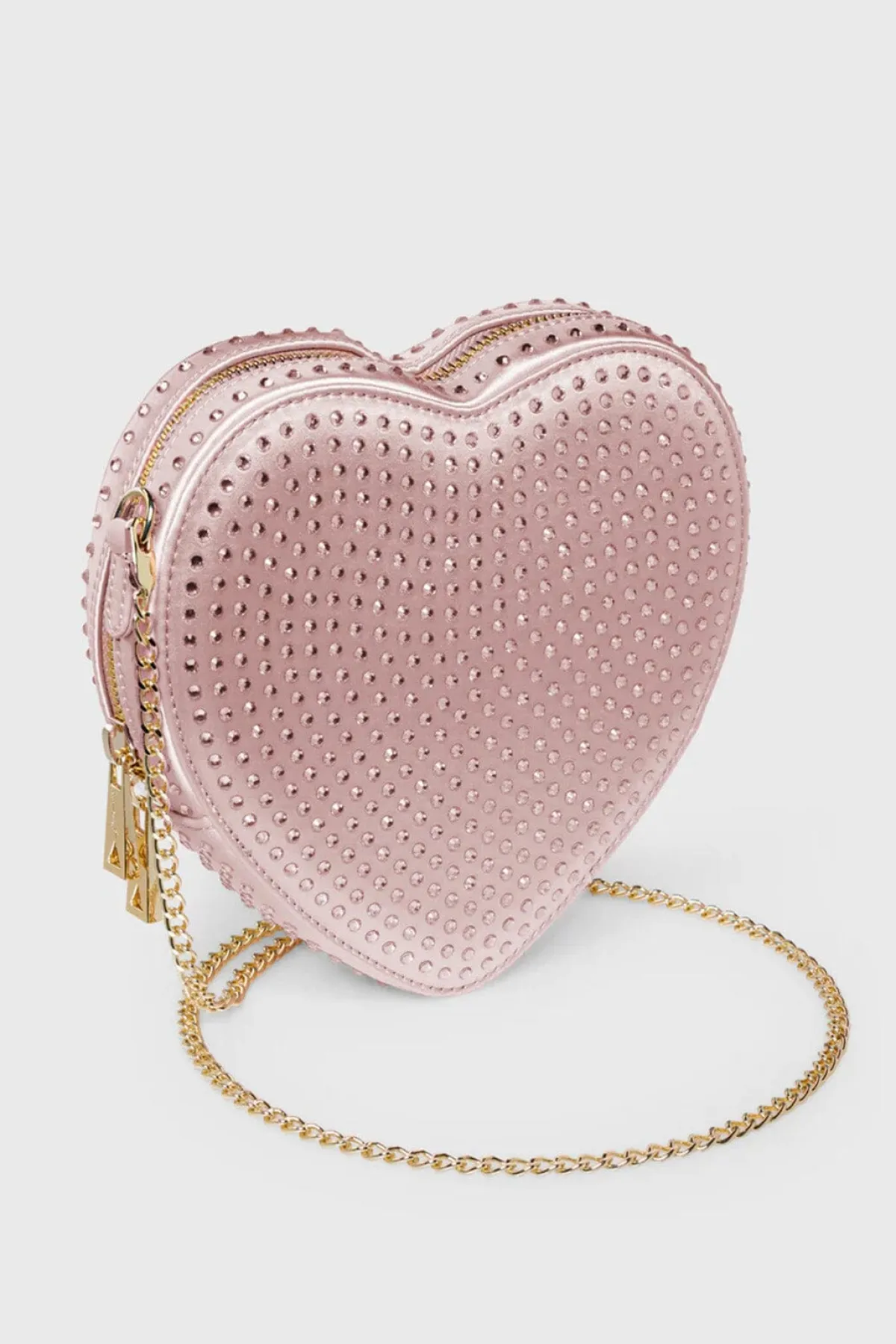 Verzierte Tasche – Big Heart Bag Crystal Rosé Silk |>Weat Best