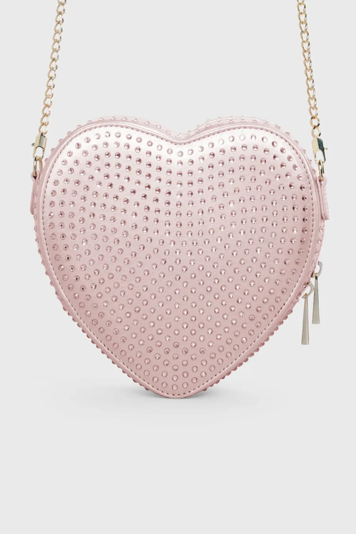 Verzierte Tasche – Big Heart Bag Crystal Rosé Silk |>Weat Best