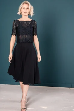 Wadenlanger Chiffonrock in Schwarz – Emmi Black><noscript><img width=