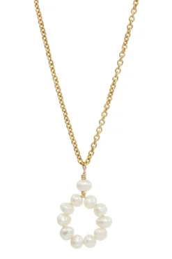 Zarte Braut Halskette mit rundem Perlen Anhänger – Circle Of Love><noscript><img width=